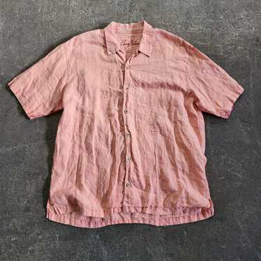 Tommy Bahama Shirt Size XL Orange Linen Faded Casu
