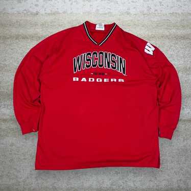 Vintage Wisconsin Shirt Red Cotton Long Sleeve Bla