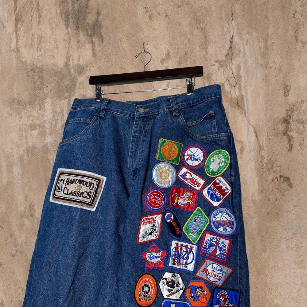 Vintage Jeff Hamilton NBA Patches Jeans Baggy Fit… - image 1