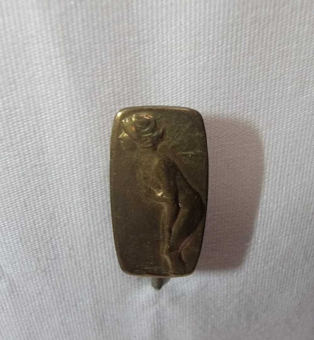 Antique brass bathing beauty stick pin - image 11