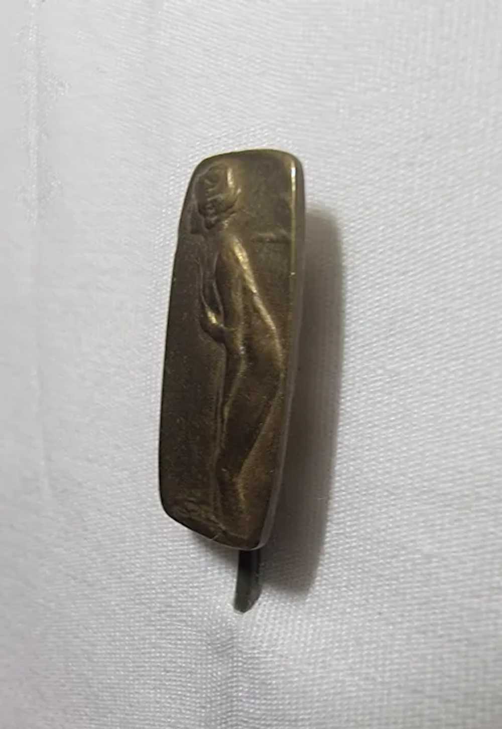 Antique brass bathing beauty stick pin - image 12