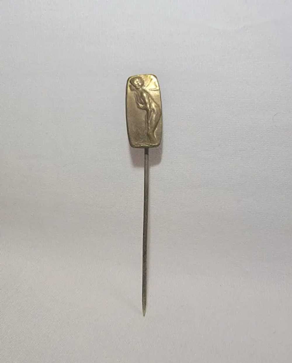 Antique brass bathing beauty stick pin - image 5