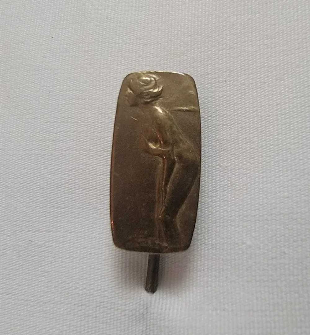 Antique brass bathing beauty stick pin - image 6