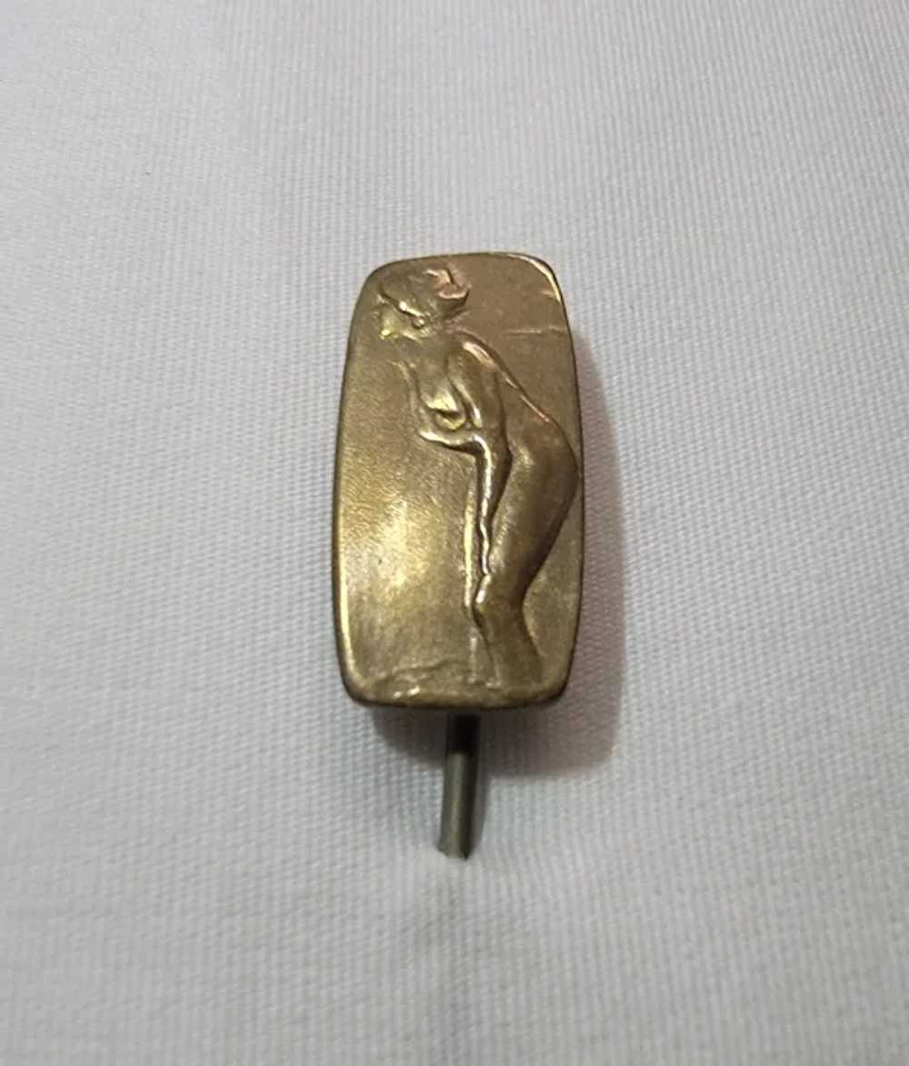 Antique brass bathing beauty stick pin - image 7