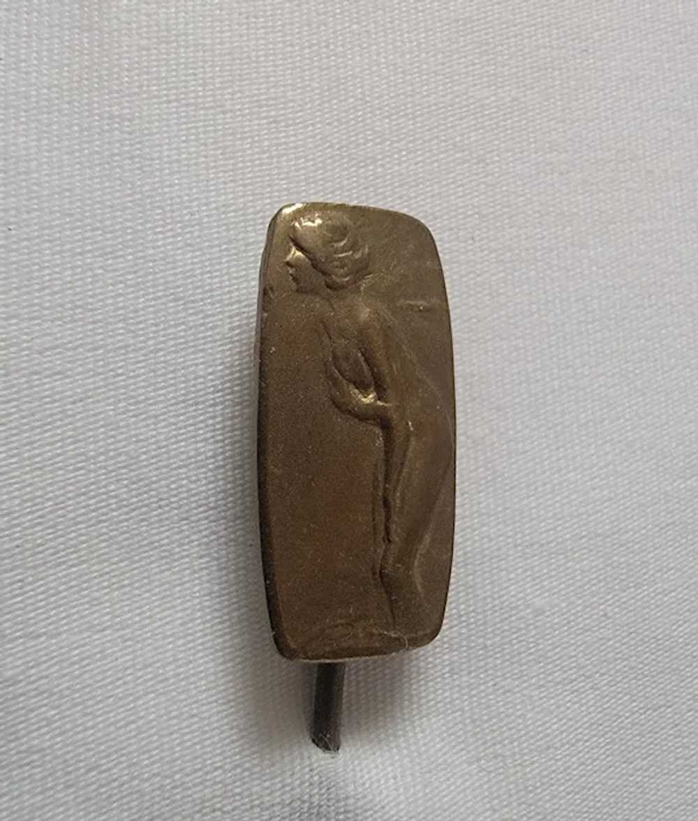 Antique brass bathing beauty stick pin - image 9