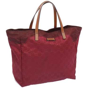 Gucci GUCCI GG Canvas Tote Bag Nylon Red Auth 653… - image 1