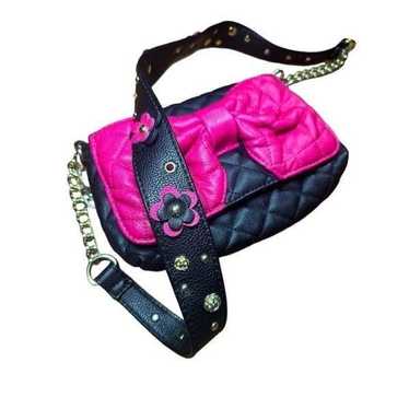 Betsey Johnson Black Quilted Bow Purse