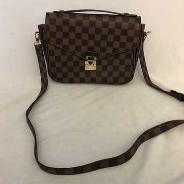 Brown Checkered Shoulder Bag Purse