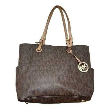 Michael Kors Jet Set Leather Logo Tote Brown and T