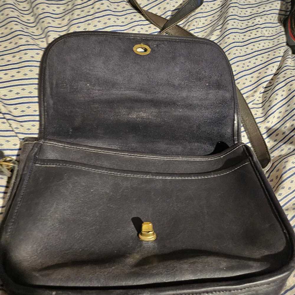 Vintage Coach black leather bag large - image 7