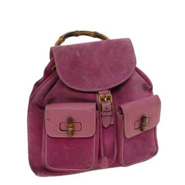 Gucci GUCCI Bamboo Backpack Suede Pink 003 2058