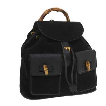 Gucci GUCCI Bamboo Backpack Suede Black 003 1119 0