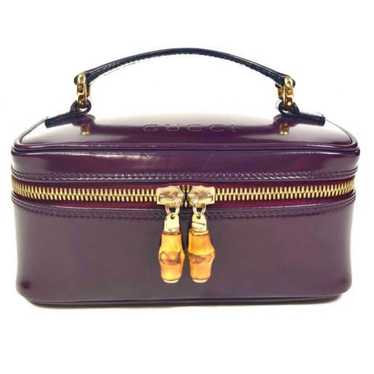 Gucci Bamboo Vintage Plum Patent Leather Vanity Ca