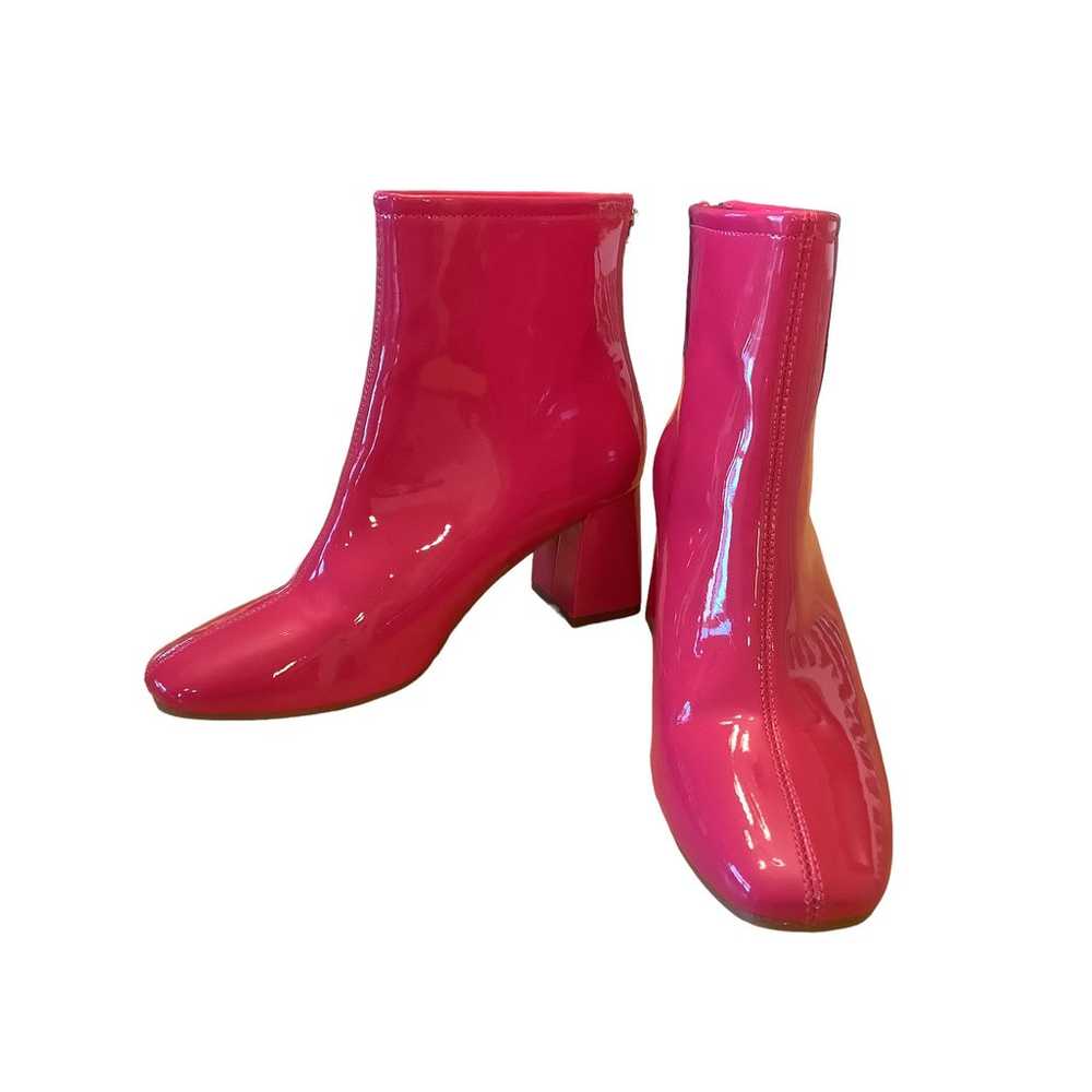 SHELN BARBIE PINK PATENT LEATHER BACK ZIP BOOTIES… - image 2