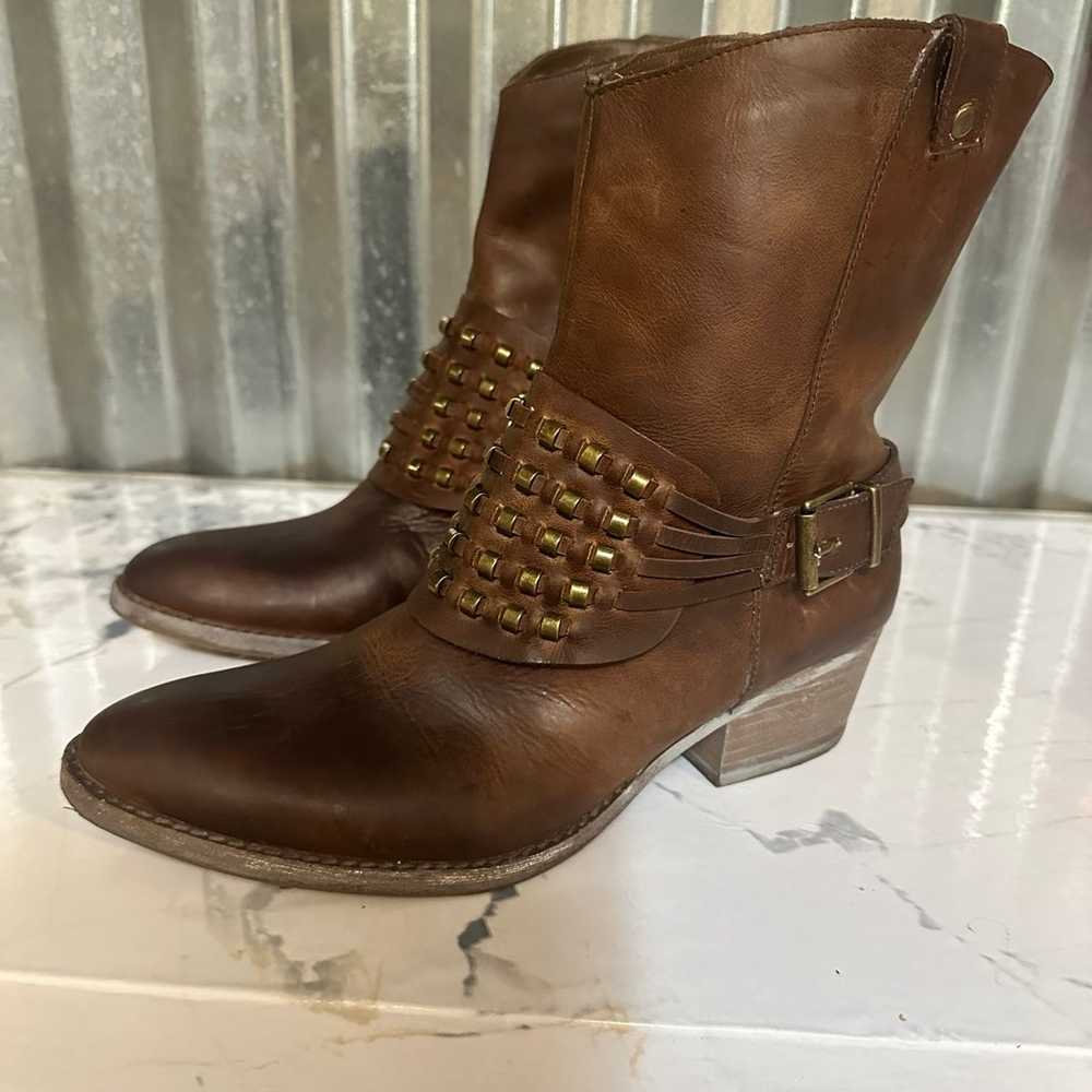 Reba brand distressed brown leather ankle boots - image 2