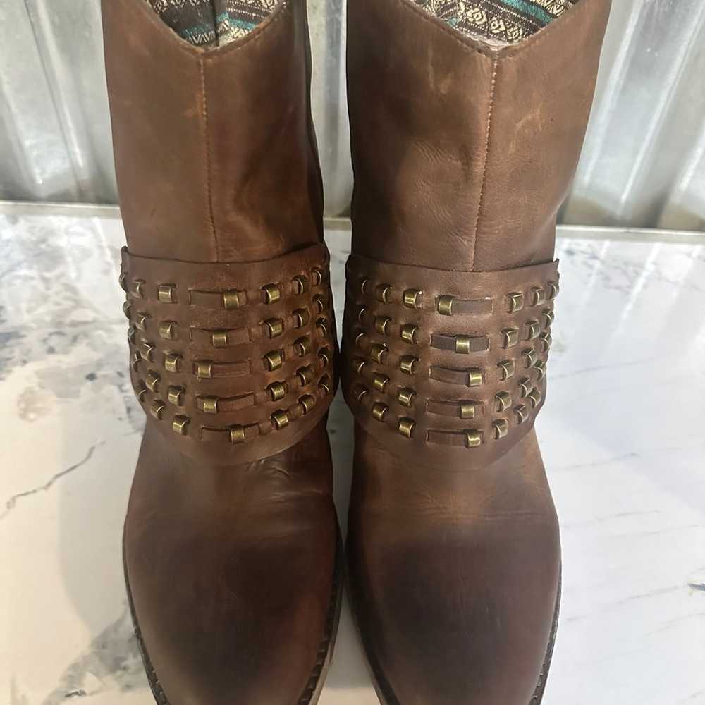 Reba brand distressed brown leather ankle boots - image 3