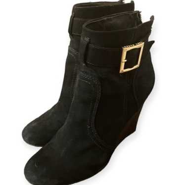 Tory Burch Wedge Black Suede Bootie’s size 10 Dean