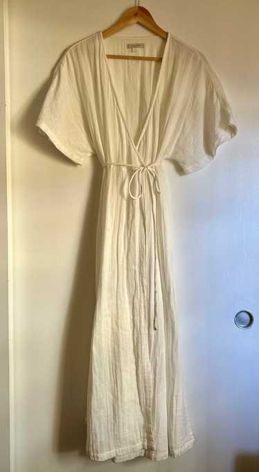 Outerknown White organic cotton gauze wrap dress (