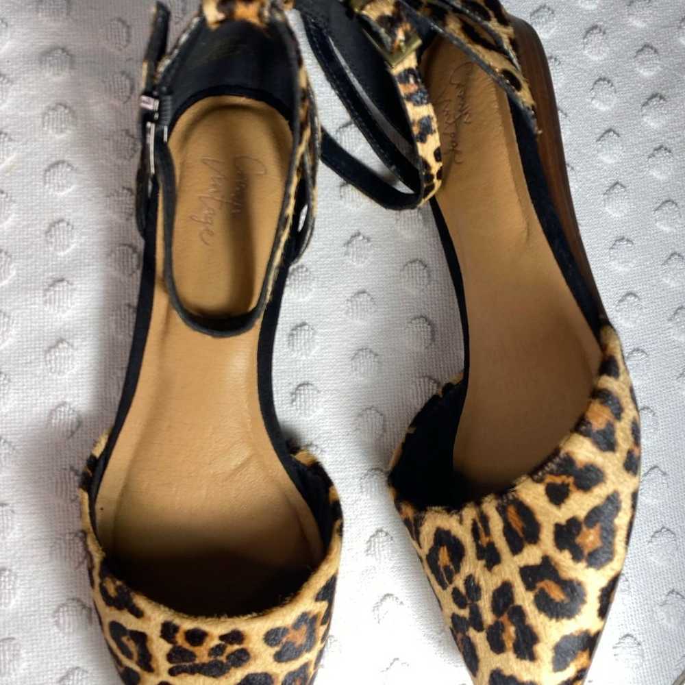 Crown Vintage Leopard Calf Hair Ankle Strap Flats - image 11