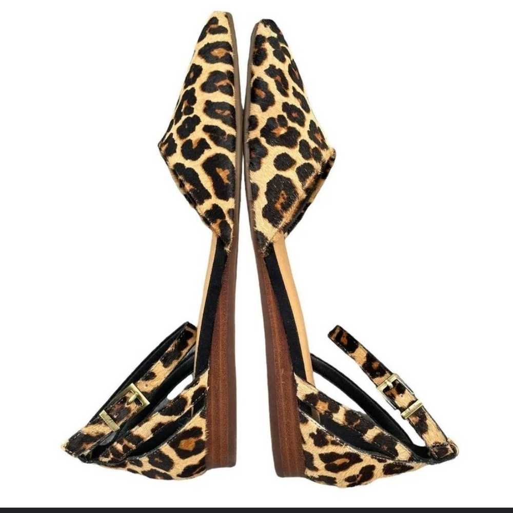 Crown Vintage Leopard Calf Hair Ankle Strap Flats - image 1