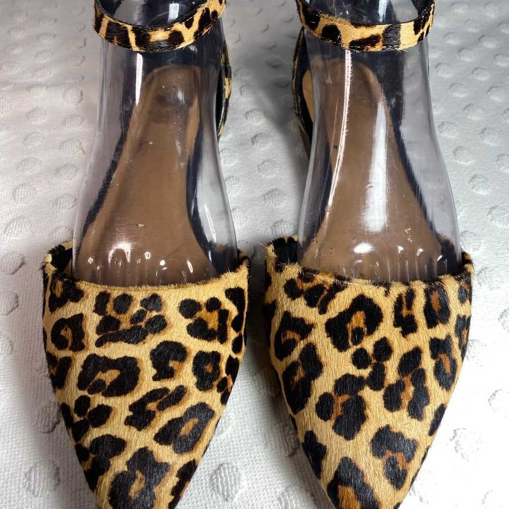 Crown Vintage Leopard Calf Hair Ankle Strap Flats - image 2