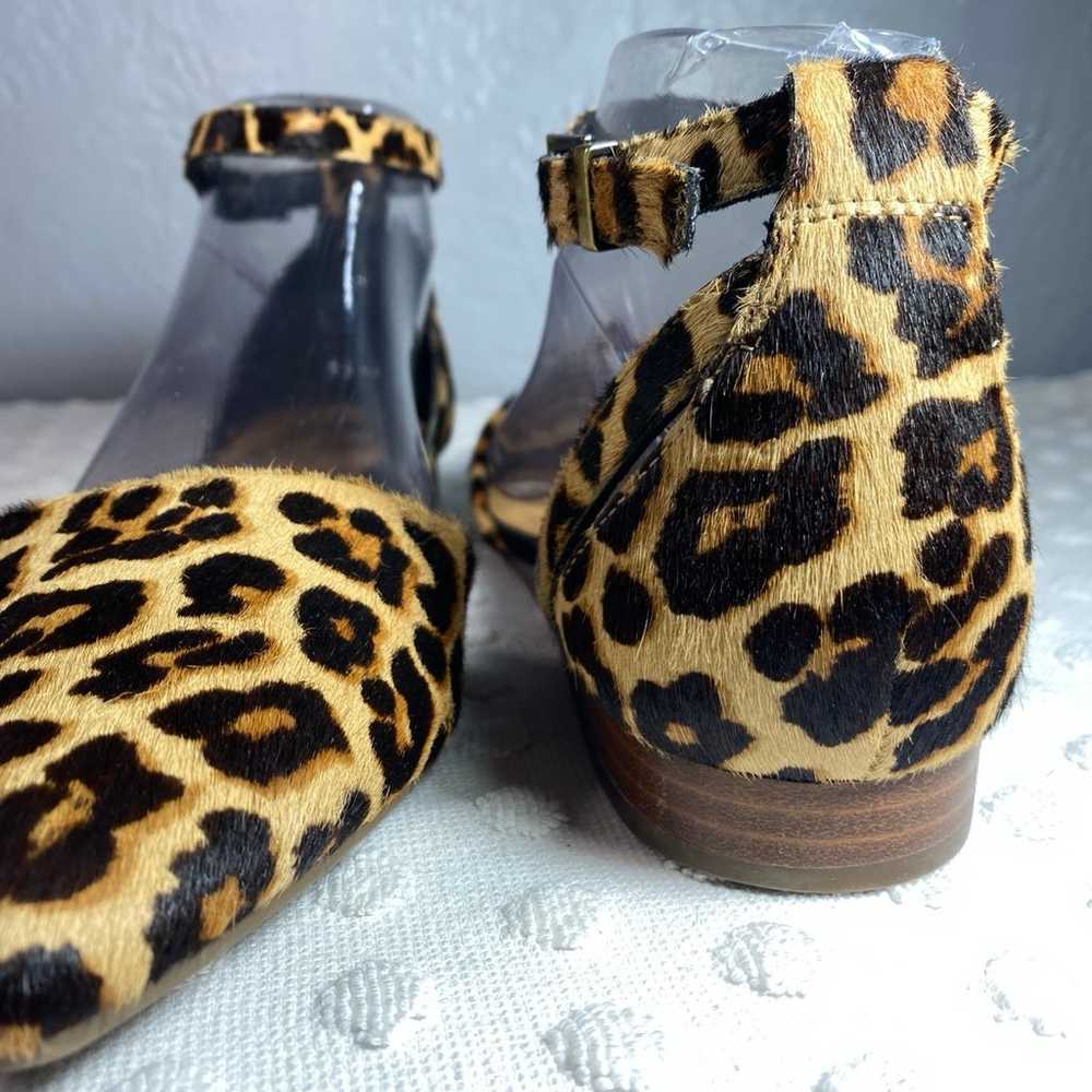 Crown Vintage Leopard Calf Hair Ankle Strap Flats - image 4