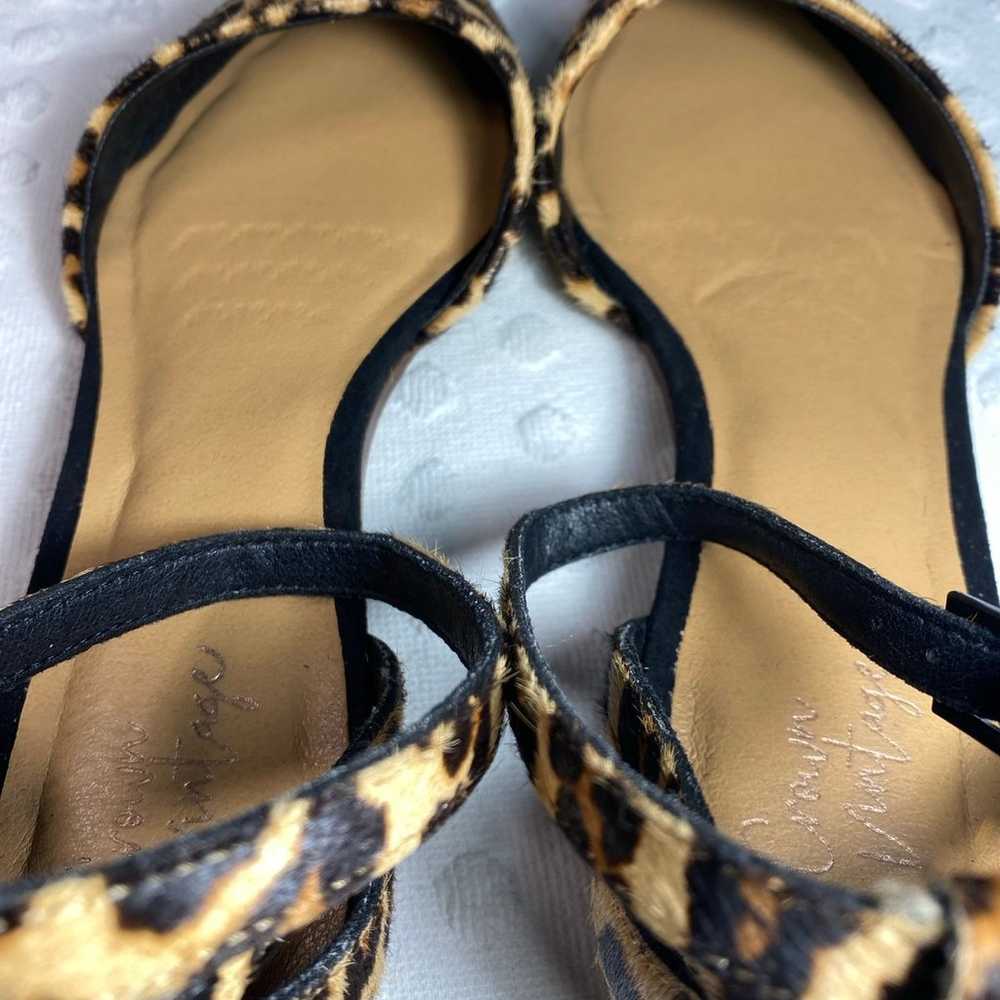 Crown Vintage Leopard Calf Hair Ankle Strap Flats - image 7