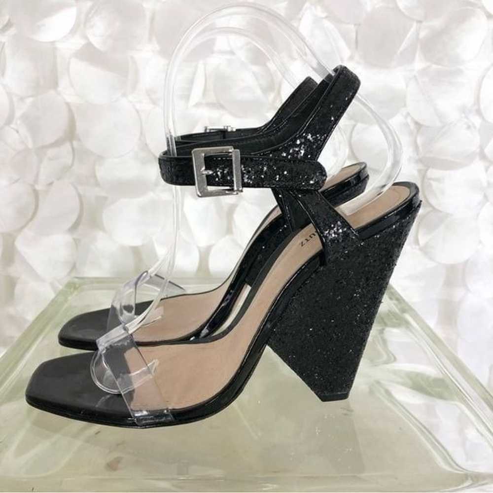 Schutz black leather 8.5  “Glitter” embellished o… - image 7