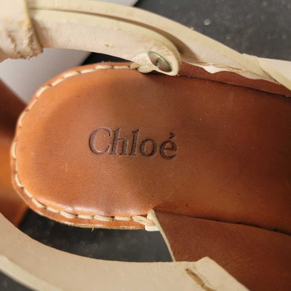 Chloe' White Leather Wedges Size 35 - image 6