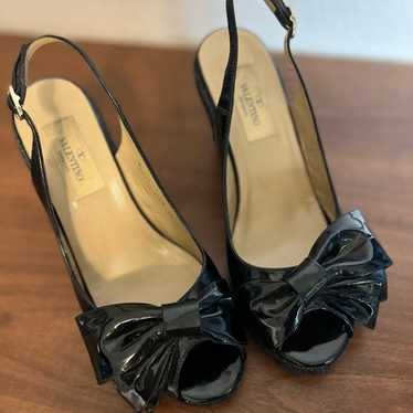 Valentino Black Mena Espadrille Wedge Sandal Size 