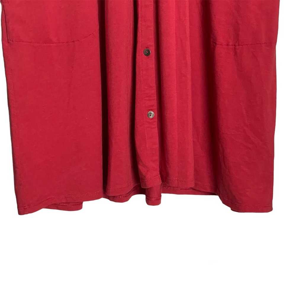 J. Jill Red Button Up Collared Shirt Dress Pocket… - image 6
