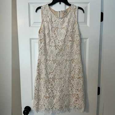 Loft White Lace Overlay Eyelet Dress Size 10