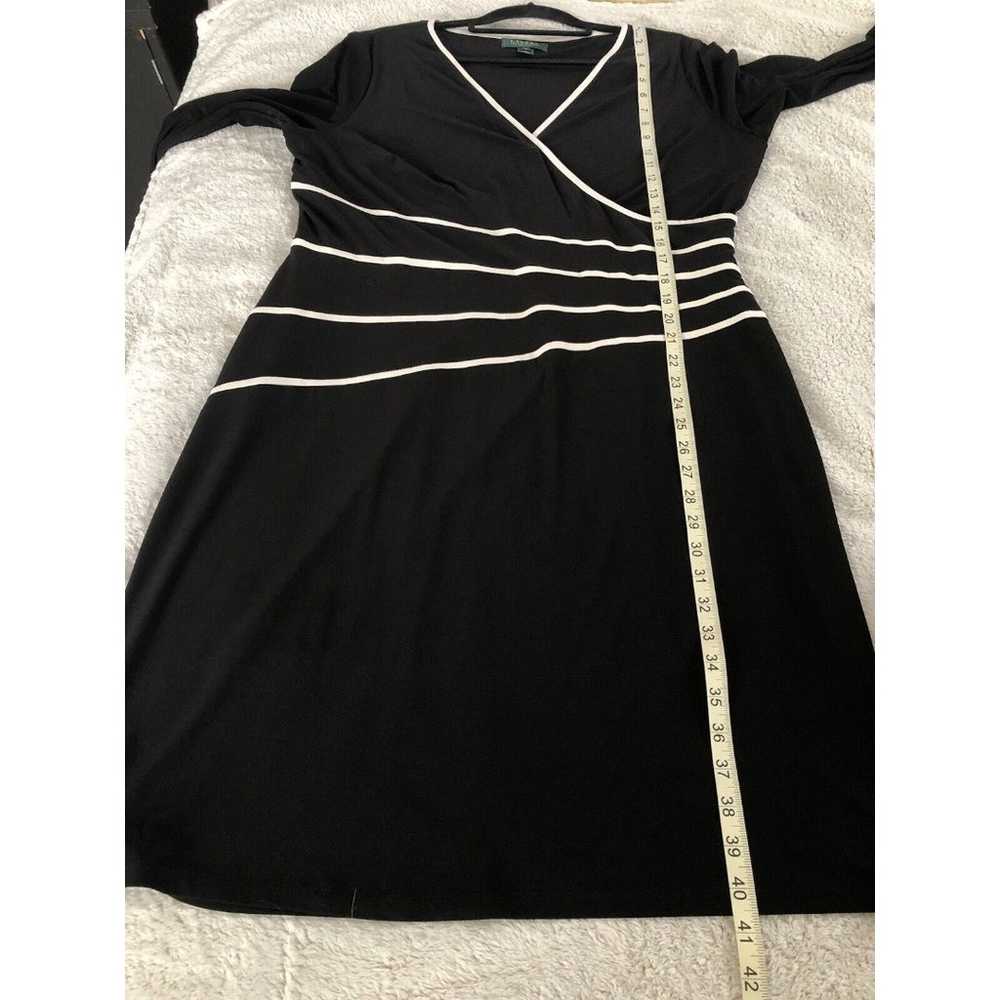 Lauren Ralph Lauren Faux Wrap Dress 18 Black Stre… - image 12