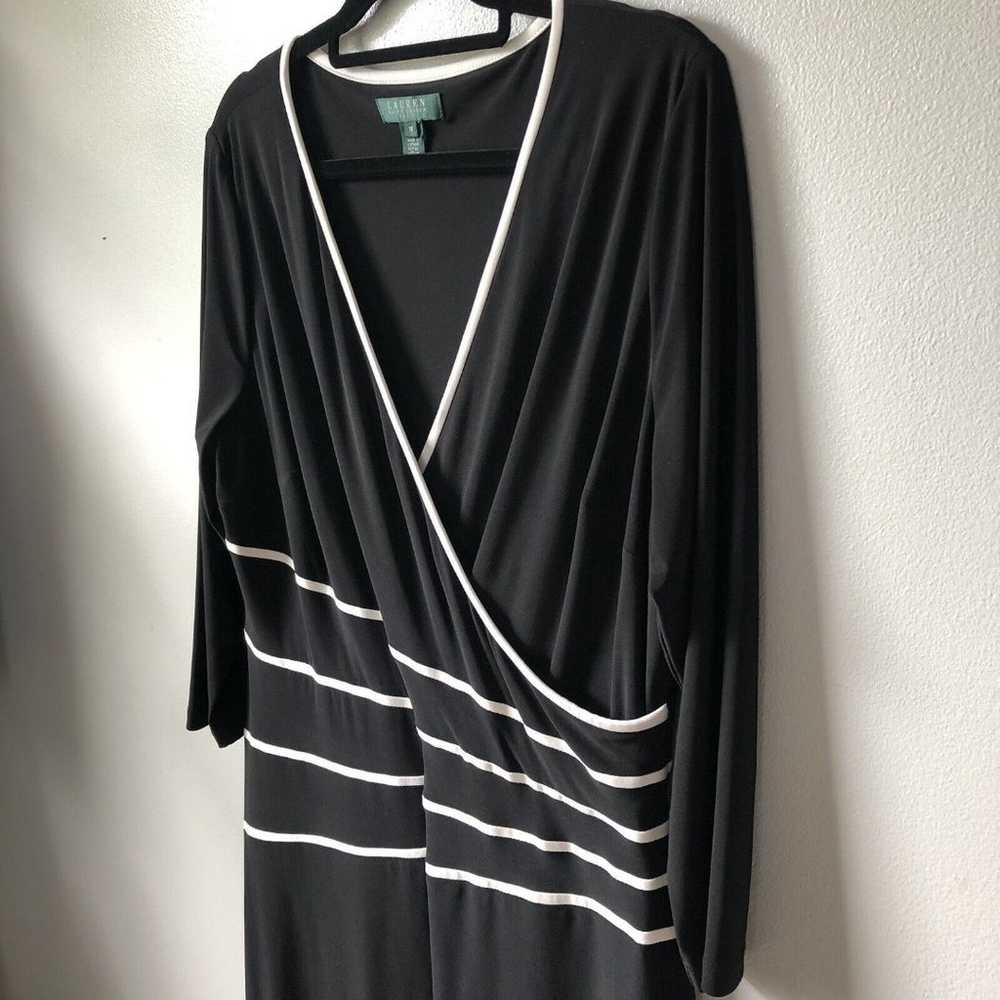 Lauren Ralph Lauren Faux Wrap Dress 18 Black Stre… - image 4