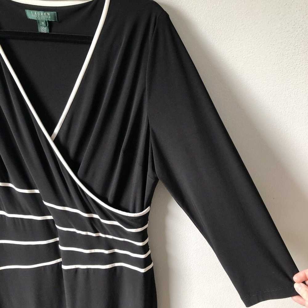 Lauren Ralph Lauren Faux Wrap Dress 18 Black Stre… - image 5