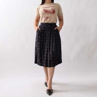 Vintage Striped Floral Midi Skirt - W25