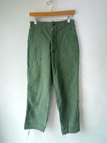 Vintage Army Green Straight-Leg Pants