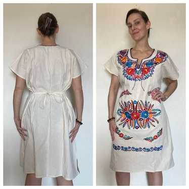 Embroidered Dress Handmade In Mexico Colorful Rain