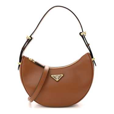 PRADA Soft Calfskin Arque Shoulder Bag Cognac