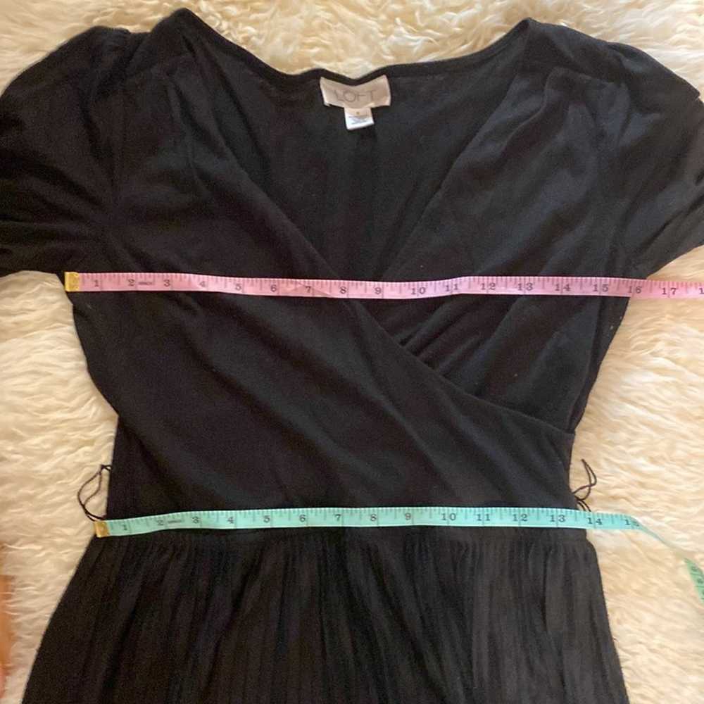 LOFT Black Midi Dress Pleated Skirt w/ Belt Sz 2 … - image 11