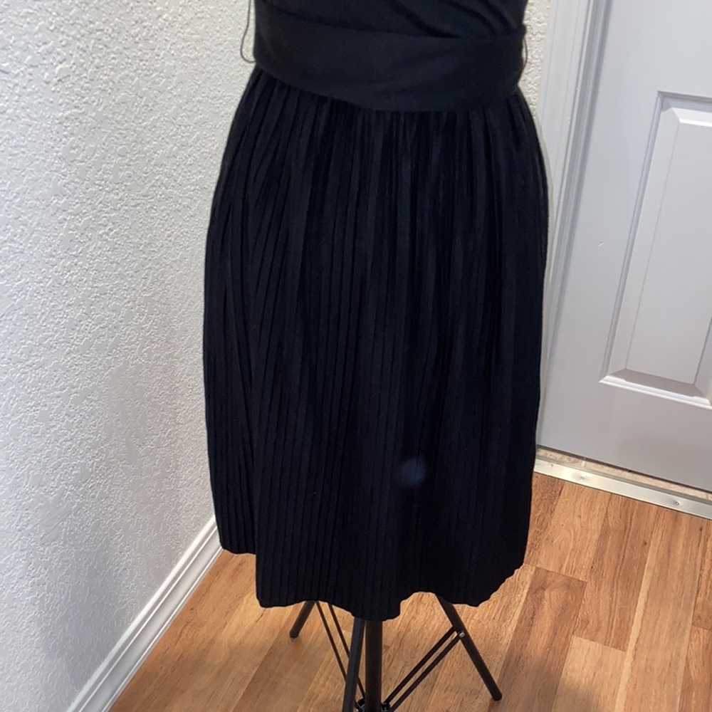 LOFT Black Midi Dress Pleated Skirt w/ Belt Sz 2 … - image 3