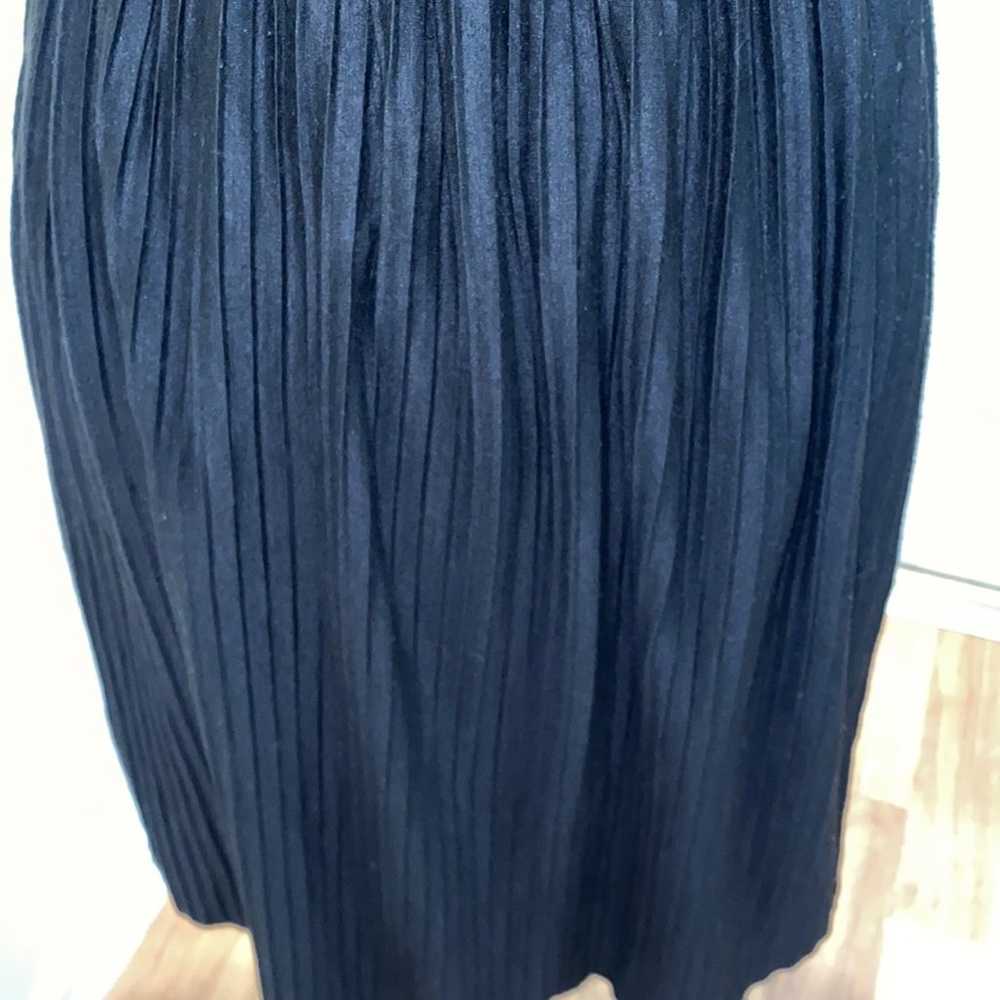 LOFT Black Midi Dress Pleated Skirt w/ Belt Sz 2 … - image 4
