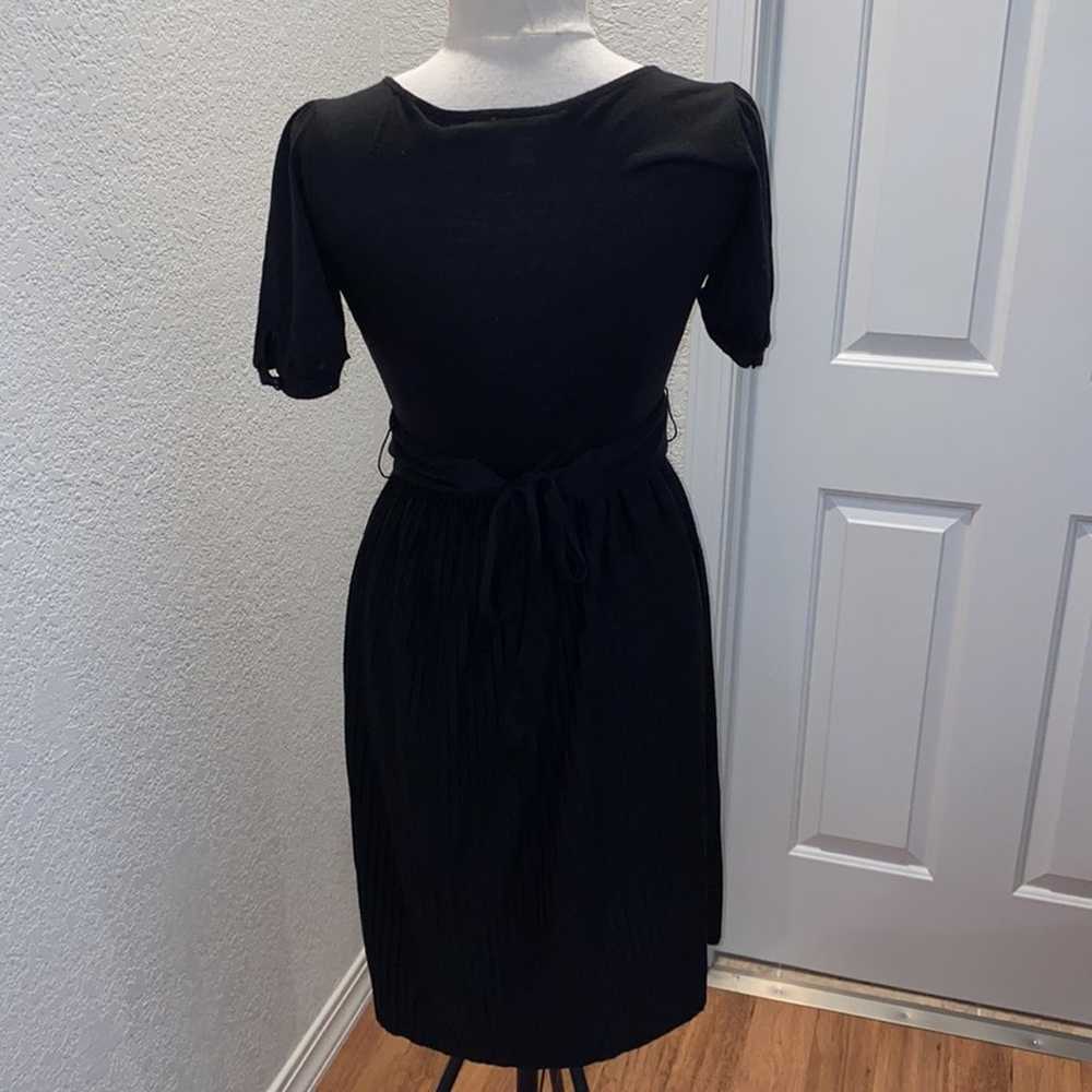 LOFT Black Midi Dress Pleated Skirt w/ Belt Sz 2 … - image 6