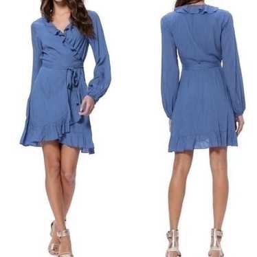 paige blue ruffle wrap dress