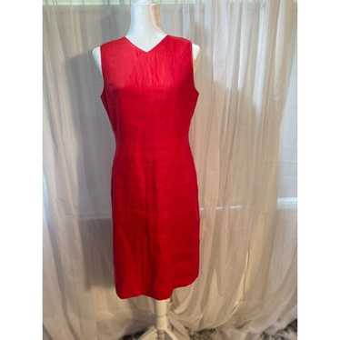 Talbots Size 8 Petite Dress 100% Irish Linen Red S