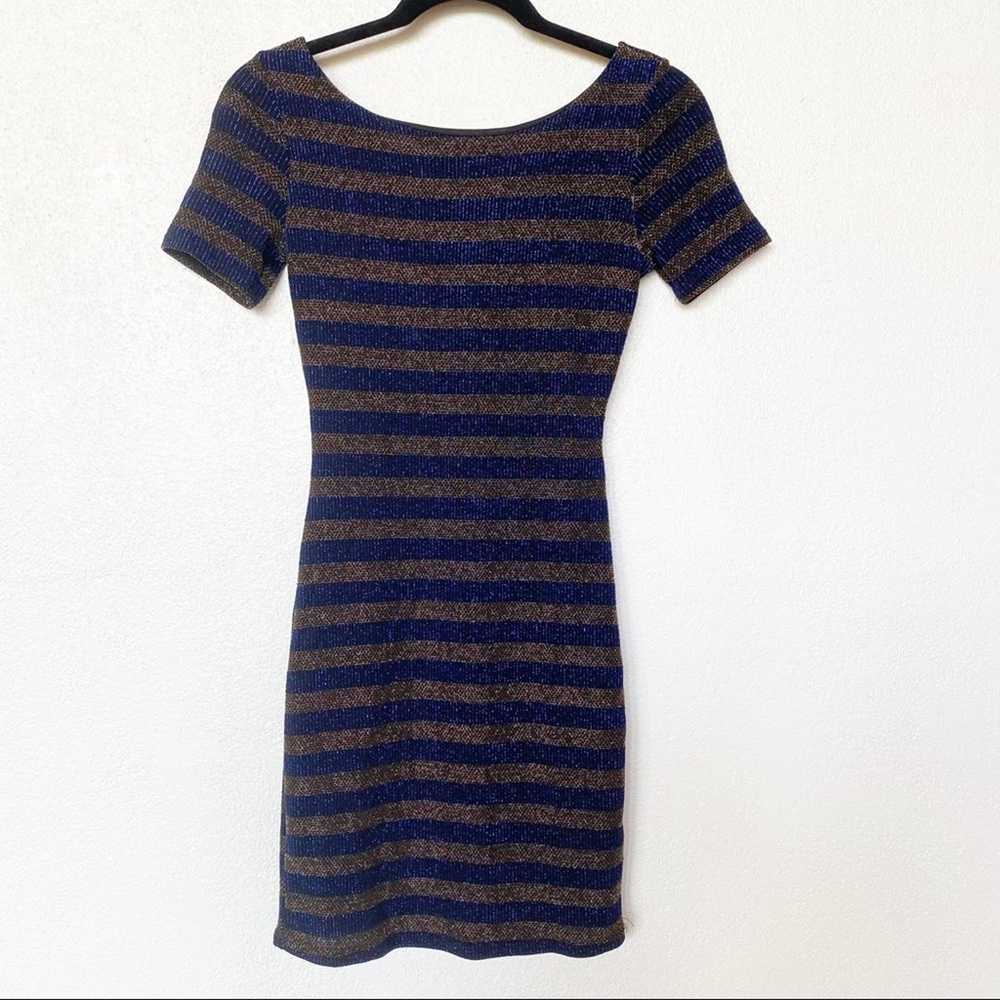 Soprano Twist Back Shimmer Stripe Dress Size XS - image 1