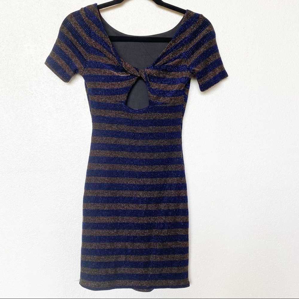 Soprano Twist Back Shimmer Stripe Dress Size XS - image 7
