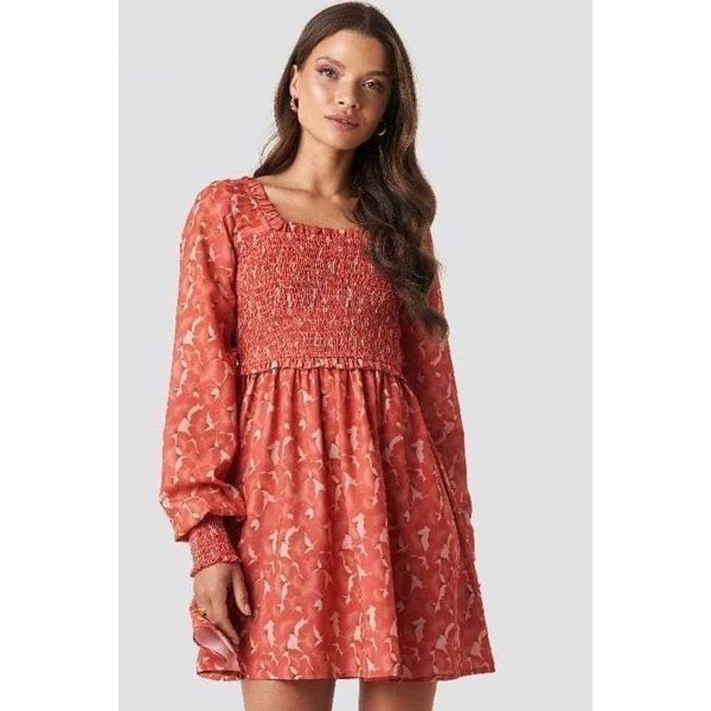 XLE THE LABEL Sandy Smocked Mini Dress- Red Flower - image 1