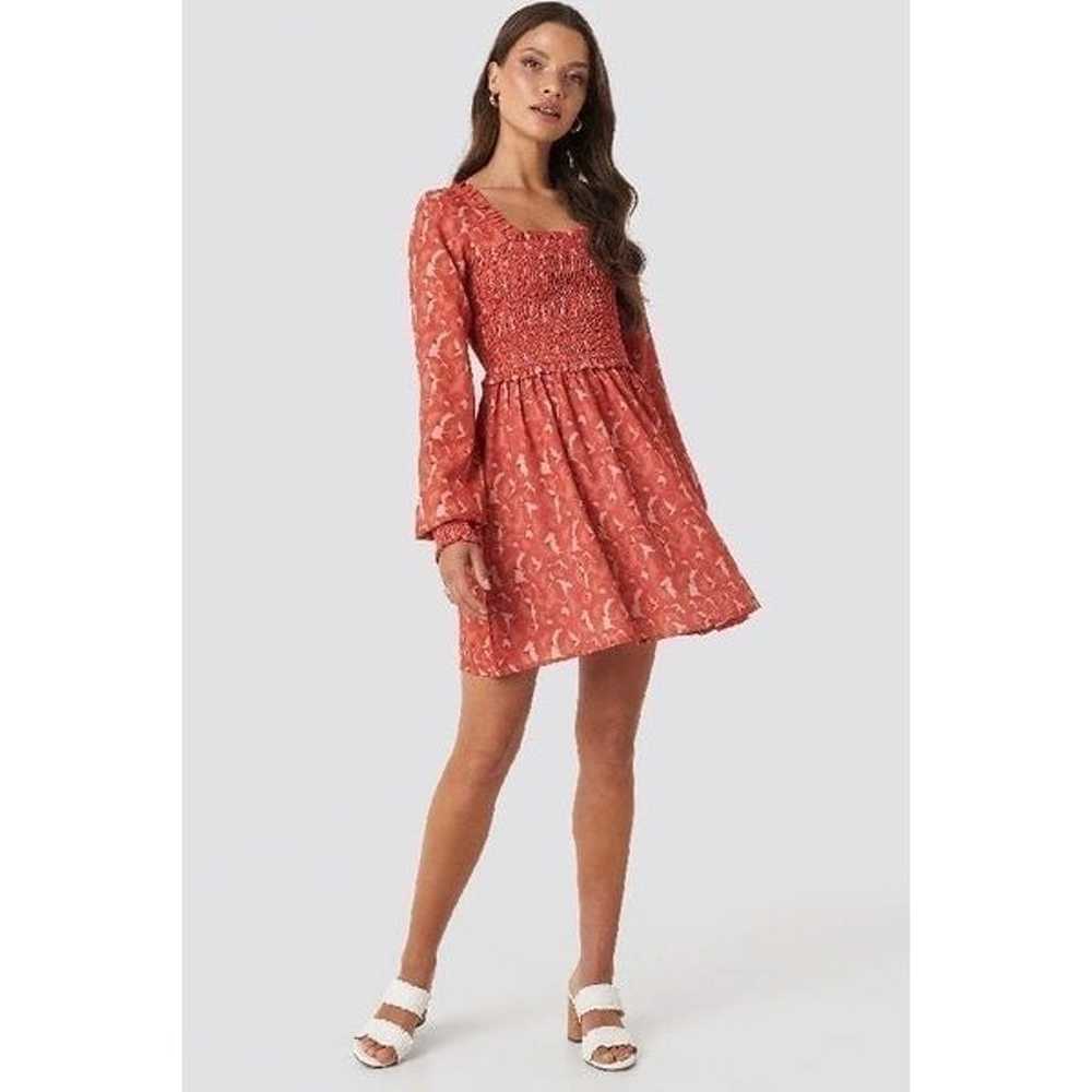 XLE THE LABEL Sandy Smocked Mini Dress- Red Flower - image 3