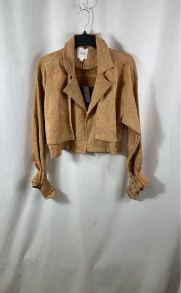 Le Lis Womens Brown Suede Long Sleeve Collared Ope